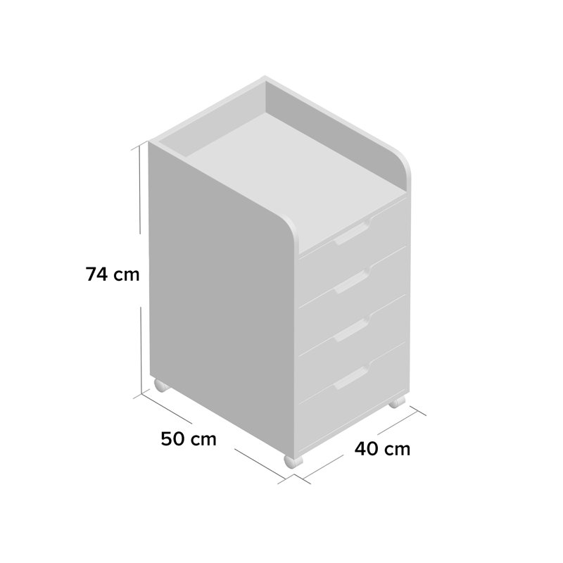 Fordham 40cm Wide 4 -Drawer Mobile Solid Wood File Cabinet, Light brown