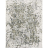 Aybek Abstract Ivory/Green Area Rug