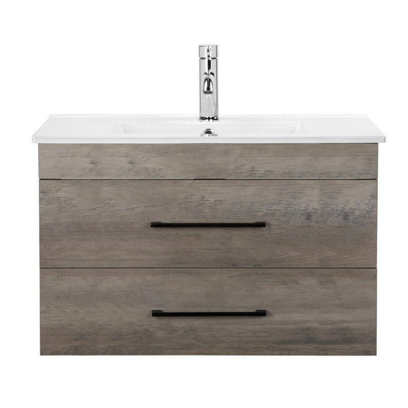 Meuble-lavabo mural avec lavabo en céramique, 32", Blanc