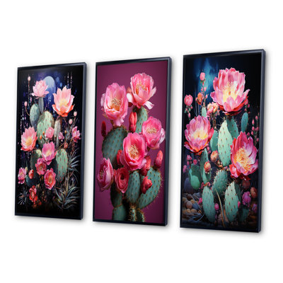«Pink Green Cactus Desert Royalty Queen», 3 pièces