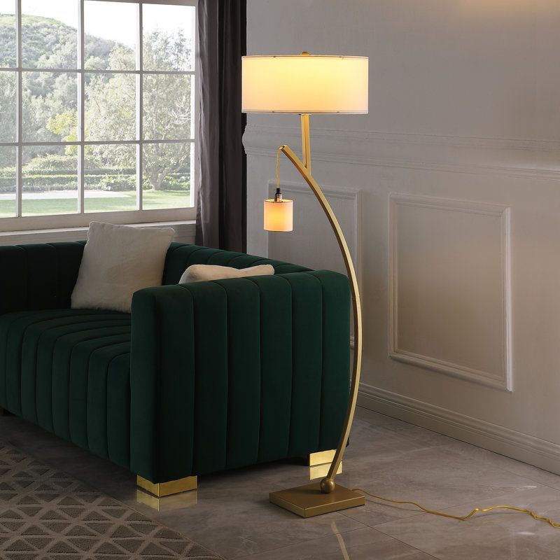 Lampe sur pied en métal 59 po, Doré