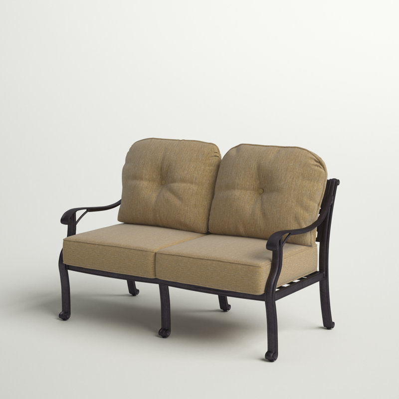 Frazee 54'' Wide Aluminum Loveseat with Cushions, Aura Honey