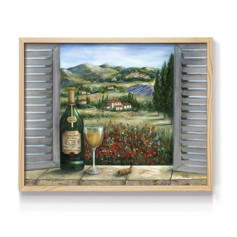 Blanc toscan et coquelicots - Reproduction encadrée - Restickable, Naturel, H 22 po x l 28 po