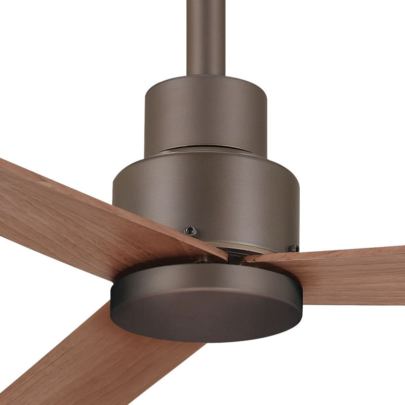 52" Simple 3 - Blade Outdoor Standard Ceiling Fan with Remote Control, Oil Rubbed Bronze 