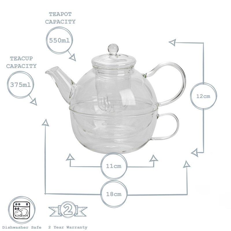Argon Tableware - Glass Tea For One Set - 550ml