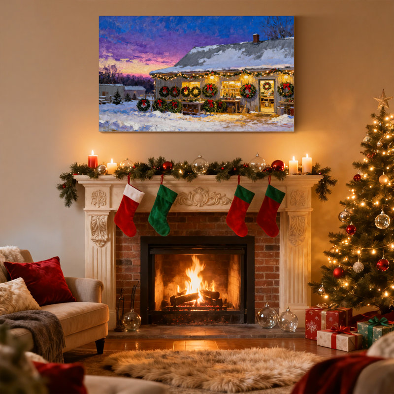 Ensemble de 3 toiles murales décoratives de Noël, H 16 po x l 24 po