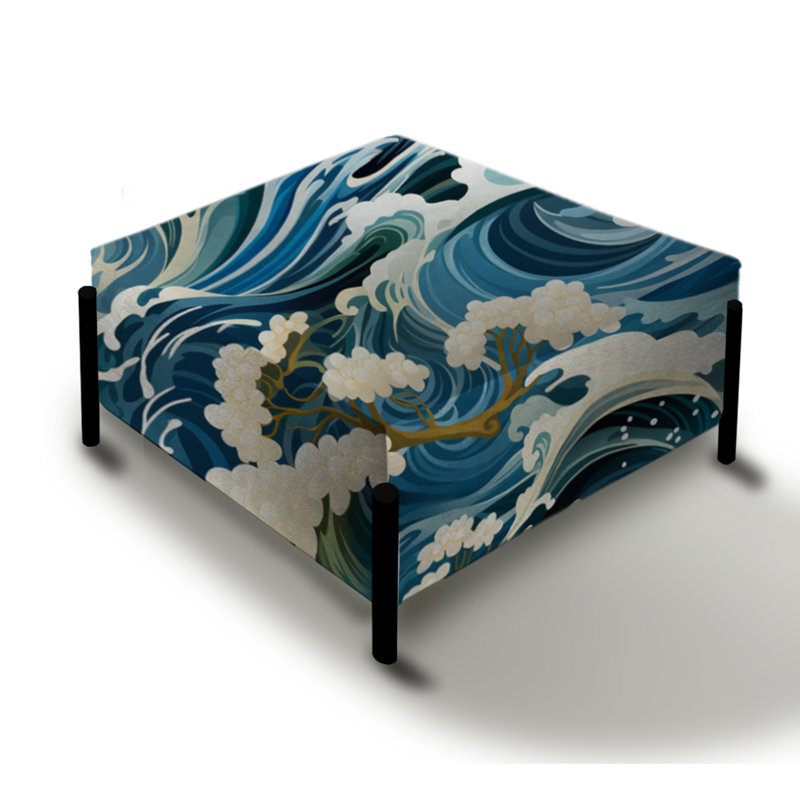 Water Elements - Grand repose-pieds carré japonais Wave
