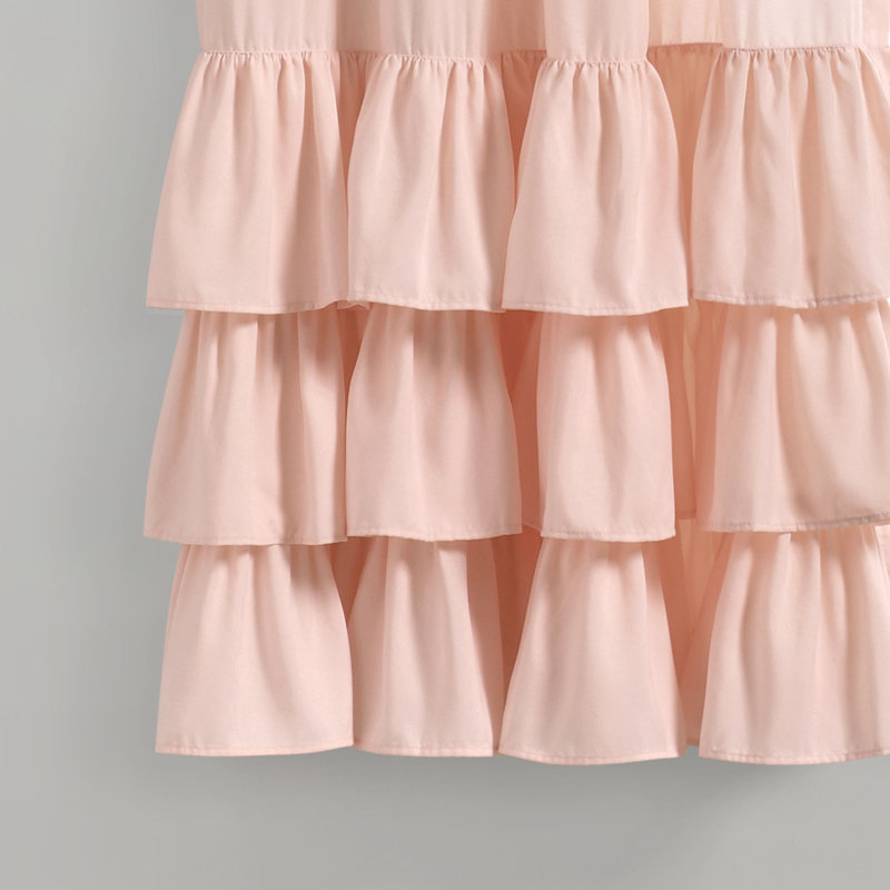 Allison Ruffle Semi Sheer Curtain Pair, Blush, 40"W x 63"L