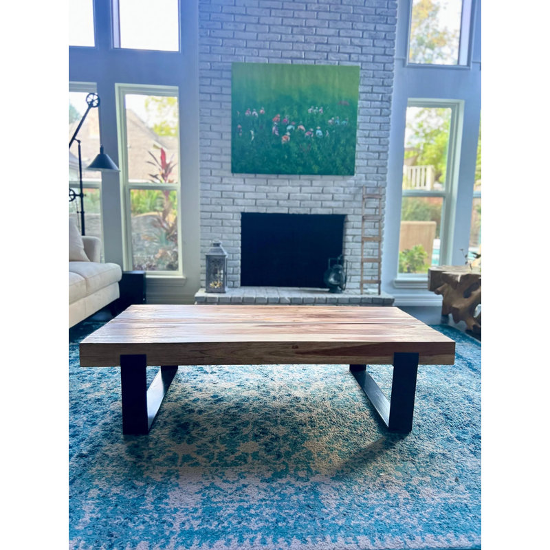 Solid Teak Logs Coffee Table, 15" H x 59" L x 30" W