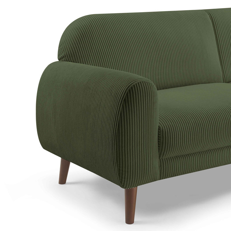 Iris 222Cm Round Arms Sofa, Green Corduroy