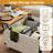 Square Coffee Table with Charging Station, Center Tablle With Stoare Sensor Lights, Storage Cabinet & Locking Casters