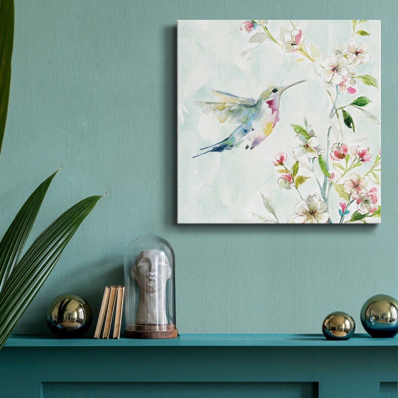 Colibri III - reproduction d'art sur toile tendue, H 16 po x l 16 po x P 1 po