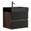 Meuble-lavabo mural de 24 po avec lavabo en quartz noir mat, tiroirs souples, poignée dissimulée pour personnes âgées, panneaux de qualité E1 épissure couleur noyer, double fermeture silencieuse, finition E0, 330 lb-910043722-910043723
