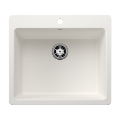 Liven Silgranit 25" Single Bowl Dual Mount Kitchen Sink - White