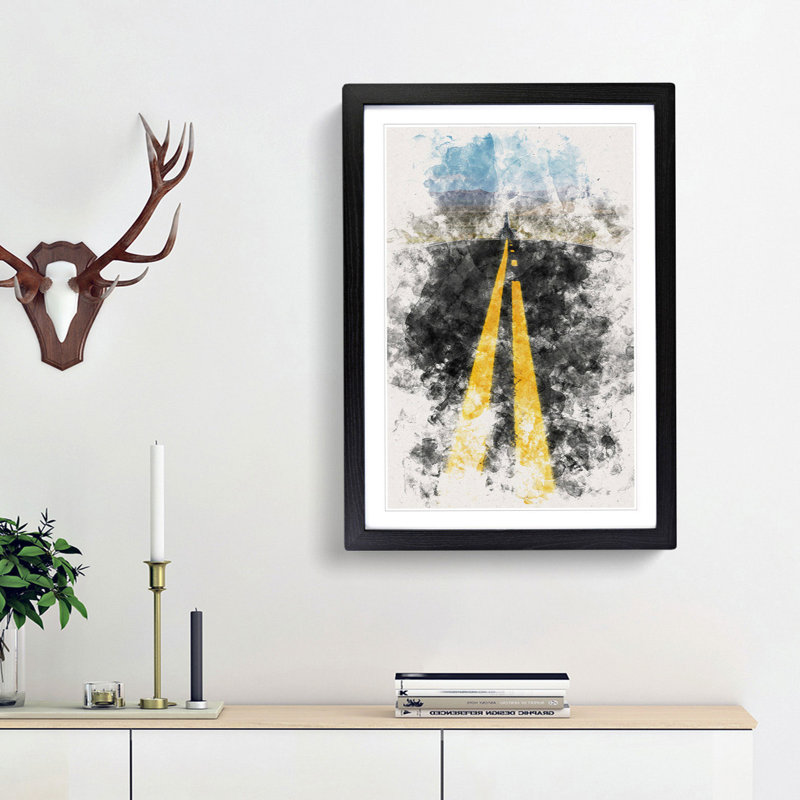 Horizon Of Nevada Watercolour - Picture Frame Graphic Art, Black Framed, 33cm H x 24cm W x 2cm D