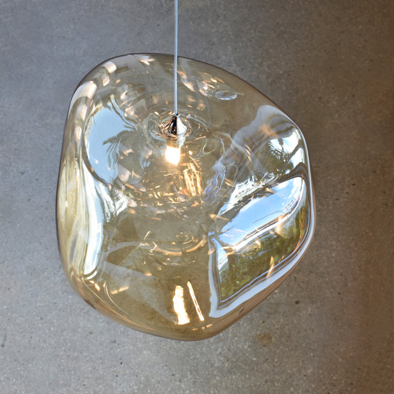 Kloud 1 - Light Single Globe Pendant, Chrome, Light Amber, 4.5" H x 9.5" W x 7.5" D