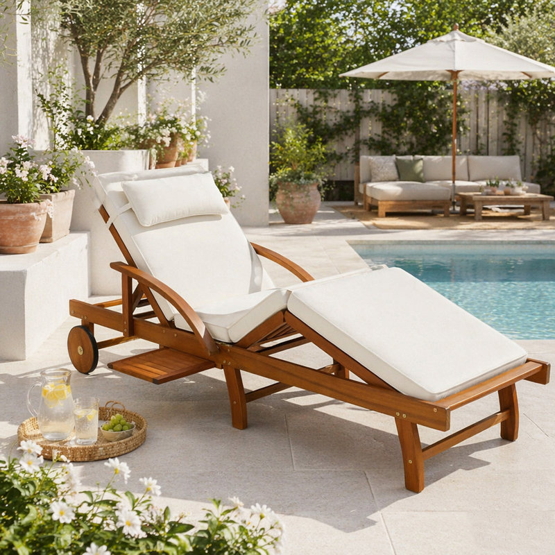 Chaises longues d'extérieur 77,5 ", Beige, 2