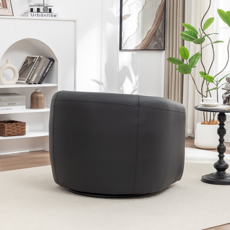 Morre Upholstered Swivel Barrel Chair, Black