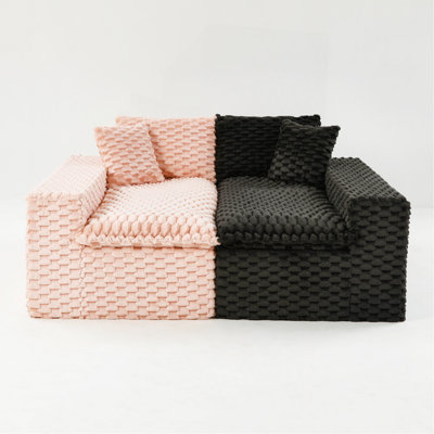 Luxury Color-Block Turtle Velvet Multifunctional Sofa - Arrangeable In Single Row, Side-By-Side Or Facing Each Other, Stylish Living Room Furniture For Cozy Home Decor