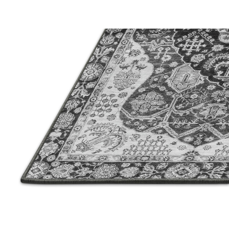 Tapis oriental gris tissé à la machine Rectangle