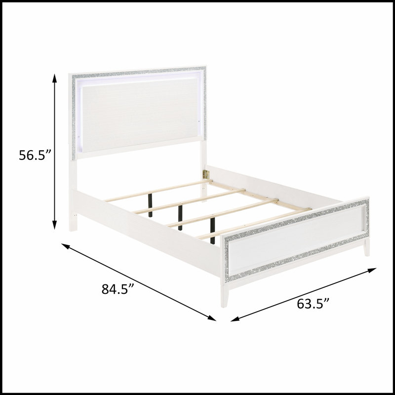 Bed with LED Lighting Headboard, Combining Modern Design and Comfort for a Luxurious Sleep Experience.