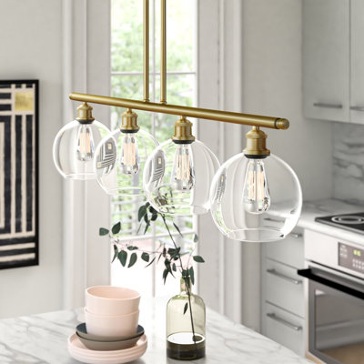 Luminaire suspendu linéaire à 4 lumières pour îlot de cuisine Baptista