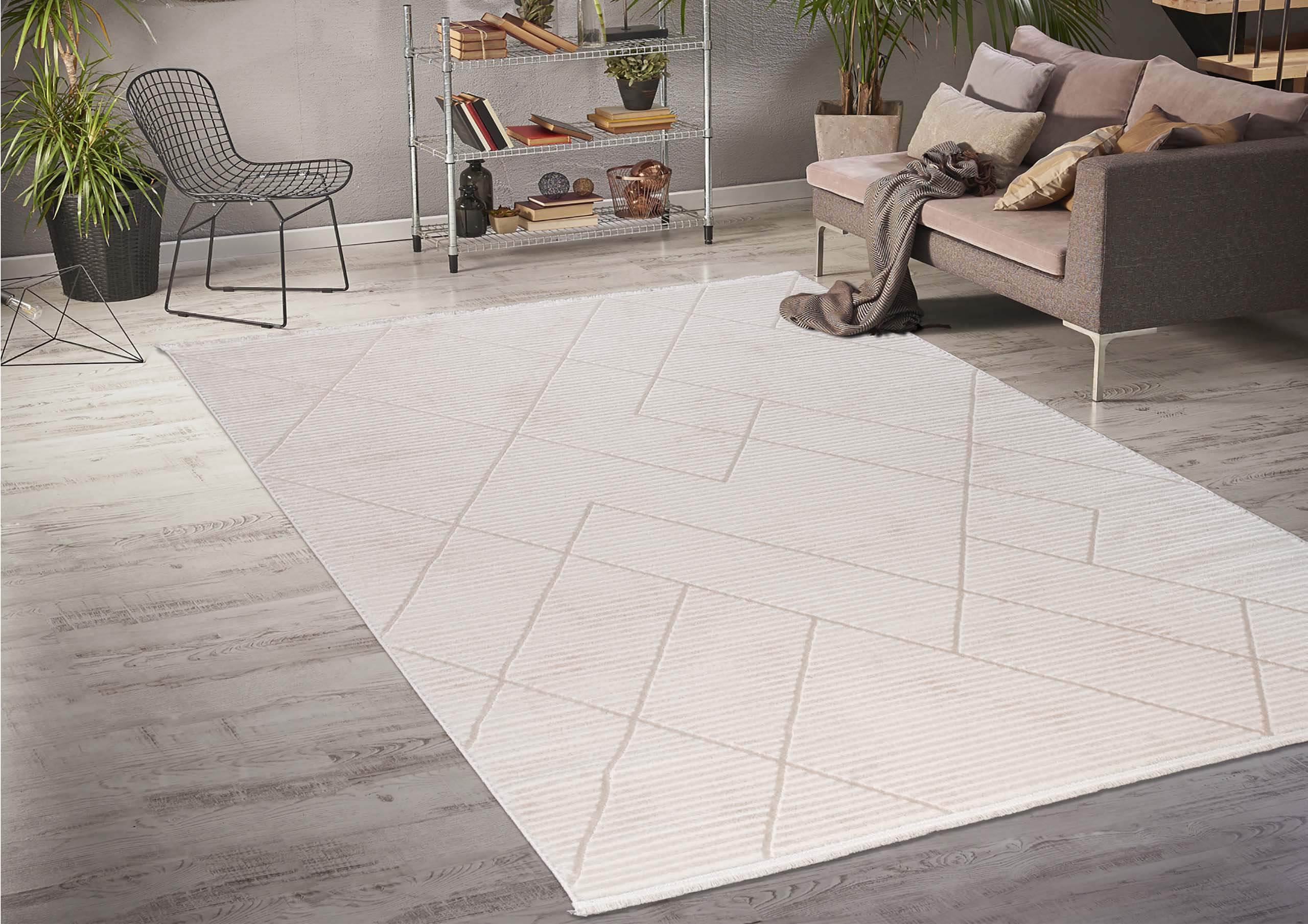 Tapis en Sisal Moderne de Qualité Supérieure - Gris, Blanc, Naturel
