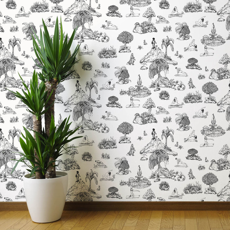 Yoga Garden Toile, Black/White, Paper