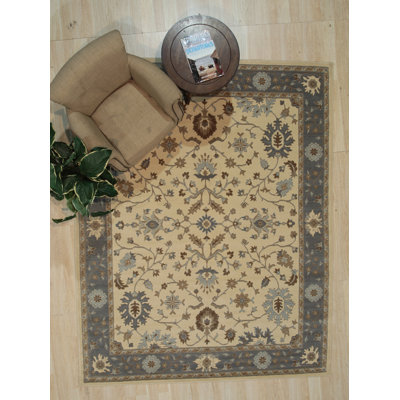 Opulent Wynton Ivory Hand Knotted Wool Dk.Gray Traditional Oriental Area Rug