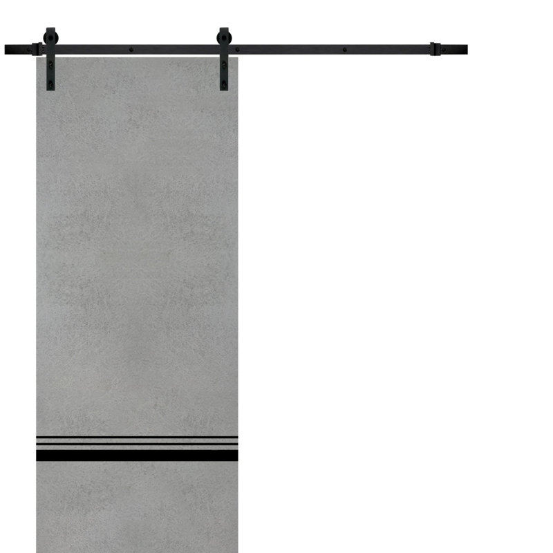 Porte de grange en bois massif massif, Béton, 28 po x 96 po