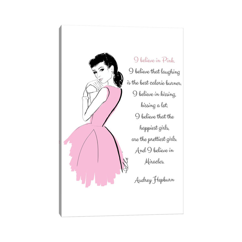 I Believe In Pink by Alison Petrie - Wrapped Canvas Print, 30.48cm H x 20.32cm W