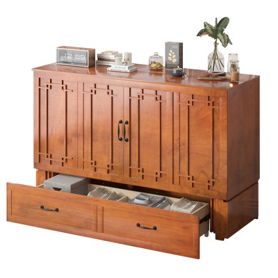 Queen Murphy Bed Cabinet with USB &2 Drawers