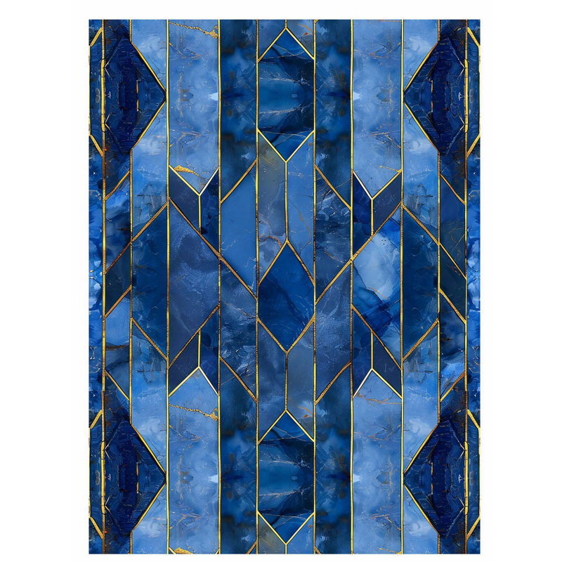 Motif géométrique abstrait bleu I, reproduction d'art moderne sans cadre, H 10 po x l 8 po