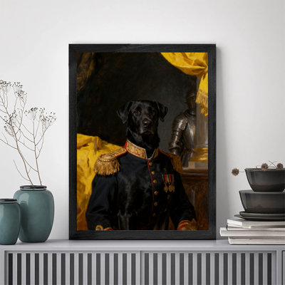 Reproduction d'art encadrée noire, "berger allemand rétro", impression de style rétro