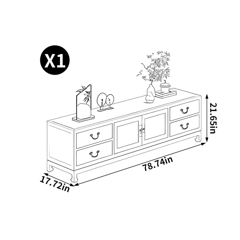 Chinese style solid wood TV stand, Burlywood
