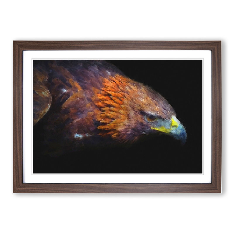 Golden Eagle Vol.3 - Picture Frame Painting, Walnut Framed, 48cm H x 65cm W x 2cm D