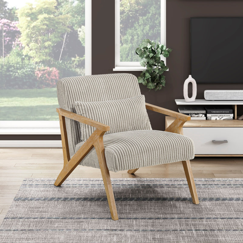 Chaise d'appoint rembourrée en velours côtelé, Taupe