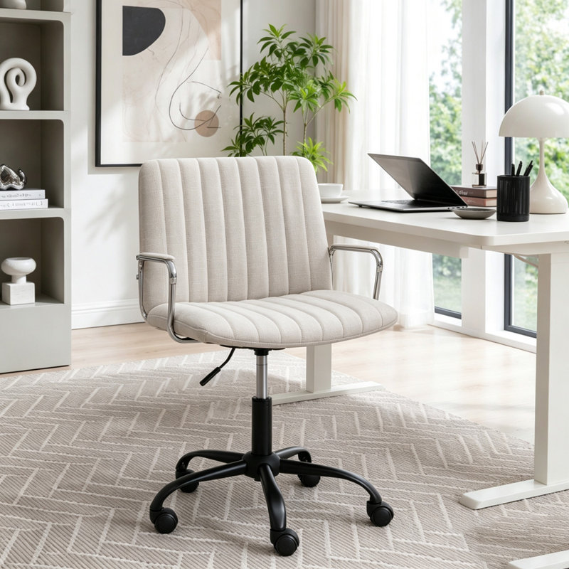 Chaise de bureau pivotante en tissu respirant, Grey Polyester
