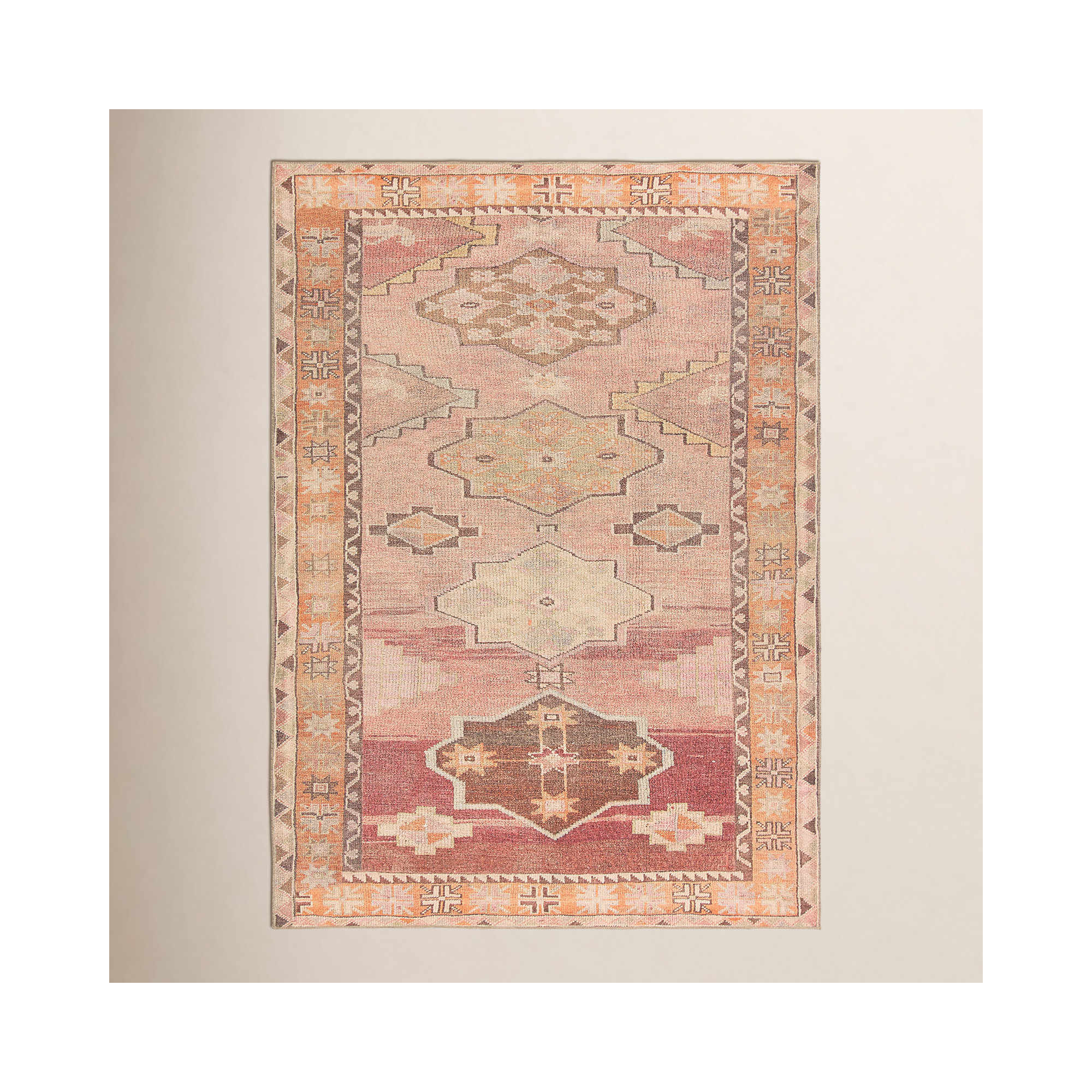 Debary Machine Washable Performance Orange/Pink/Brown Rug, Rectangle 3' x 5'