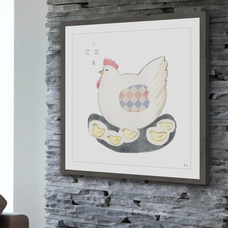 «Poule Sereine II», reproduction encadrée, H 32 po x l 32 po x P 1,5 po