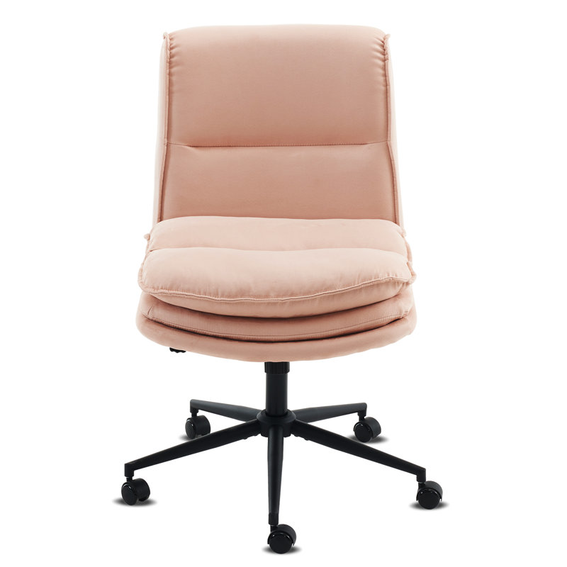 Upholstered Armless Task Office Chair, Pink Microfabric