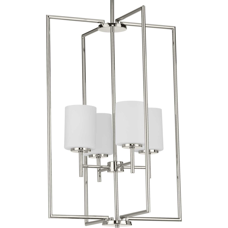 Lustre rectangulaire à 4 lumières Steelville, Nickel poli
