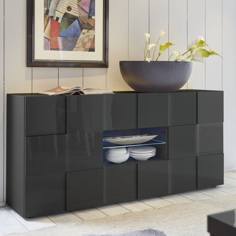 Bailee 181cm Sideboard, Gloss/Dark Grey