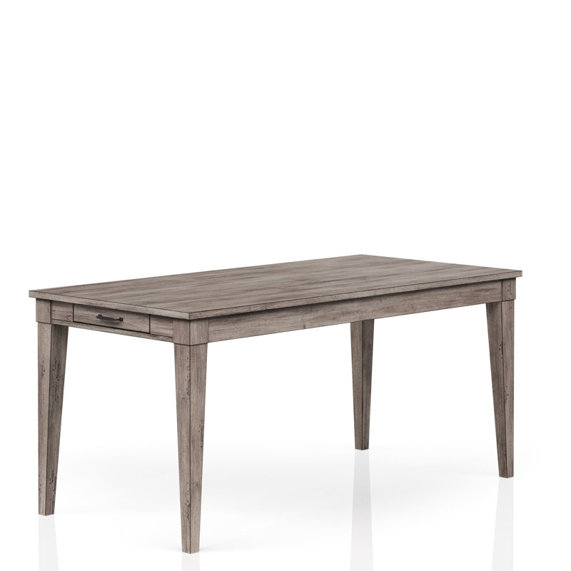 Table de salle à manger extensible gris rustique avec deux compartiments de rangement et une rallonge Leaf