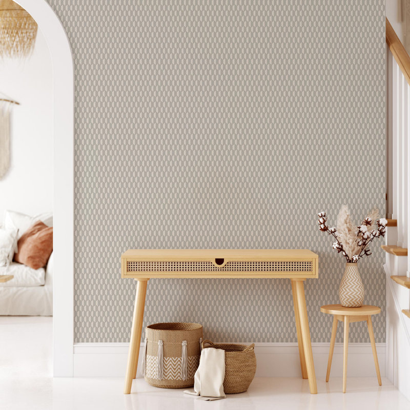 Papier peint texturé hexagonal élégant Honeycomb Grid, Tanné