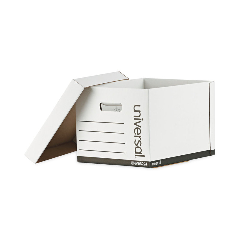 White Heavy-Duty Corrugated Fiberboard Storage Box with Lid