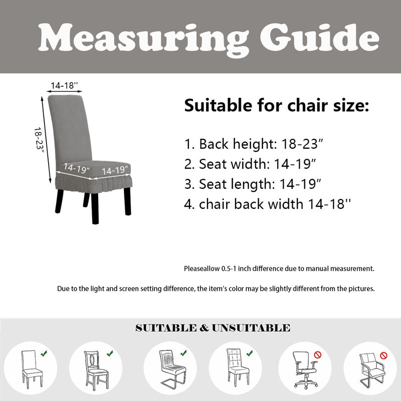 Housse de chaise de salle à manger avec jupe, housse extensible pour chaise, ensemble de 4, Gris clair