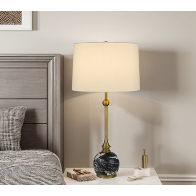 Lampe de table en métal 150W à 3 voies Midlands avec base et abat-jour en tissu rigide