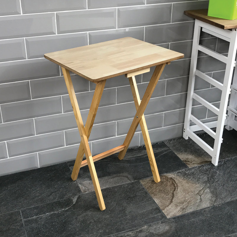 37cm Solid Wood Rectangular Folding Table, Natural