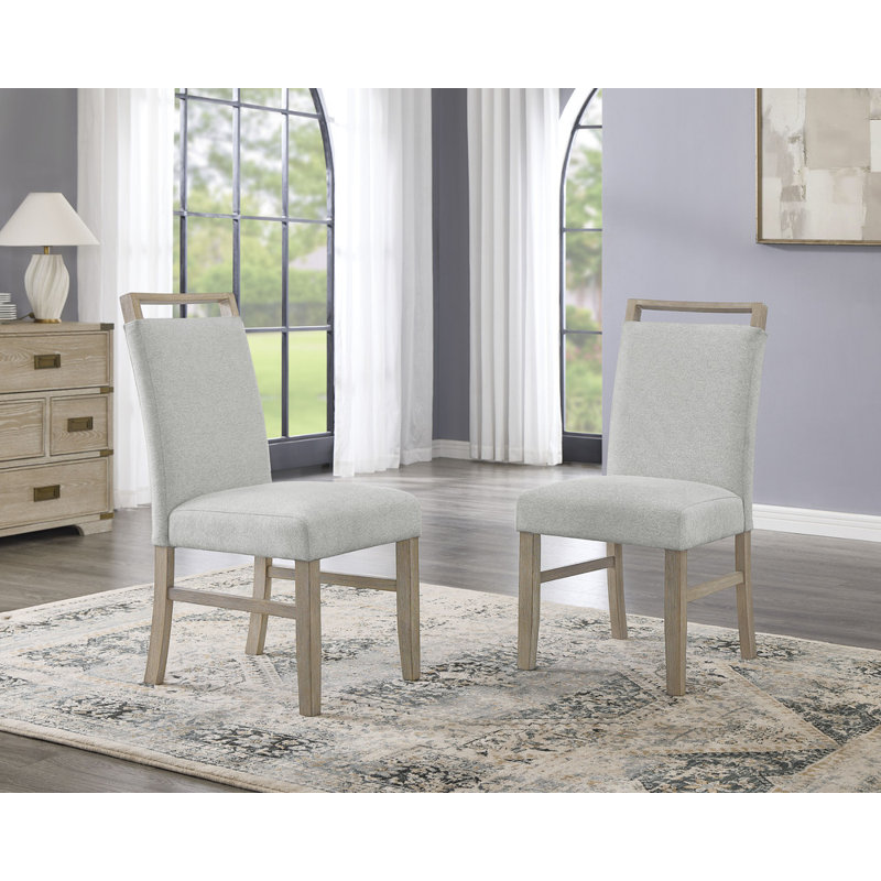 Ensemble de 2 chaises d'appoint Louisa finition chêne clair avec tissu gris clair